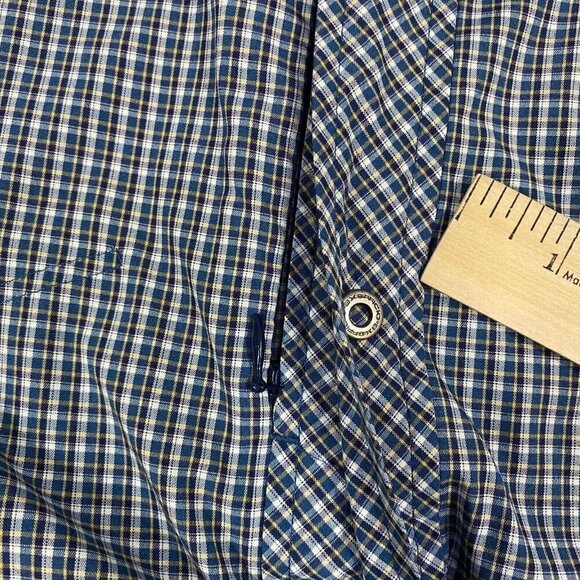 Ex Officio Mens Shirt XL Blue Plaid Long Sleeve Hiking Vented Pockets Snap Front - Picture 6 of 12